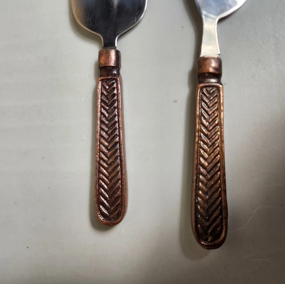 Stainless Steel/Copper Tone Brutalist Rustic Cheese Knives Charcuterie